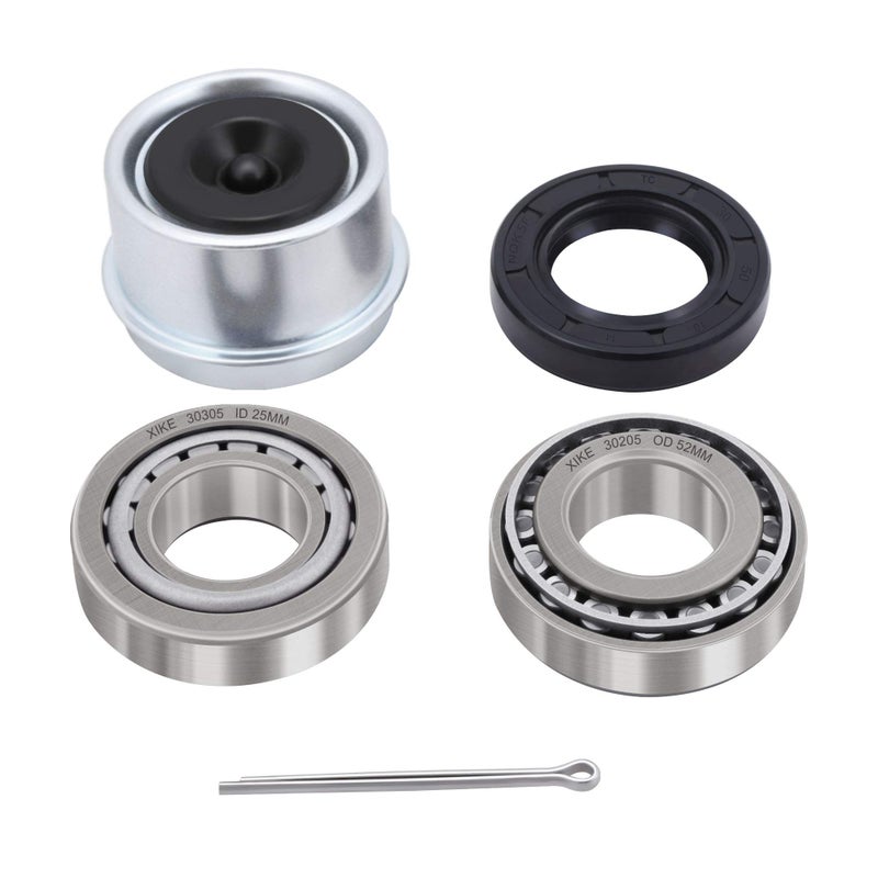 XiKe 1 Set Fits 25mm Axles Trailer Wheel Hub Kit, Include 30205 Bearings, TC30x52x10mm Seal, OD 52mm Dust Cover and Cotter Pin. - Image 3